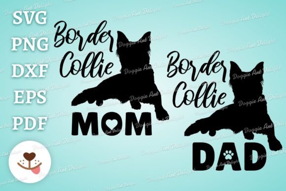 Border Collie Mom Dad Graphics for Crafts