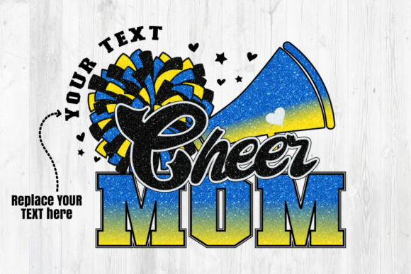 Cheer Mom Blue Yelloe Sublimation: Graphics for Crafts
