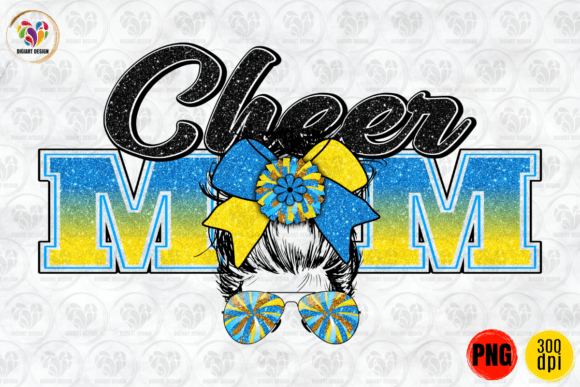 Cheer Mom Blue Yellow Sublimation: Graphics for Crafts