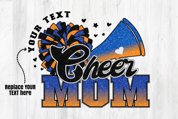 Cheer Mom Navy Blue Orange Sublimation: Graphics for Crafts