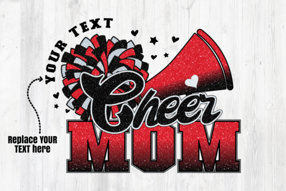 Cheer Mom Red Black Sublimation for Crafts and Graphics