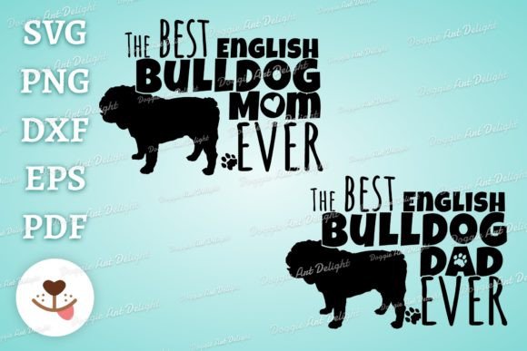 English Bulldog Mom Dad Graphics for Crafts