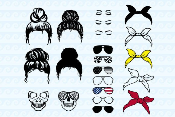 Messy Bun Mom Life Hair Skull: Graphics for Crafts